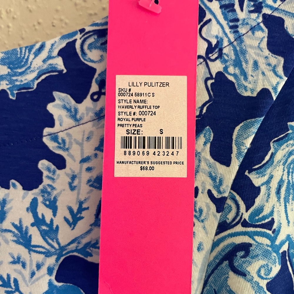 NWT - Women’s Small Lilly Pulitzer Waverly Ruffle 3/4 sleeve Top - Picture 6 of 10